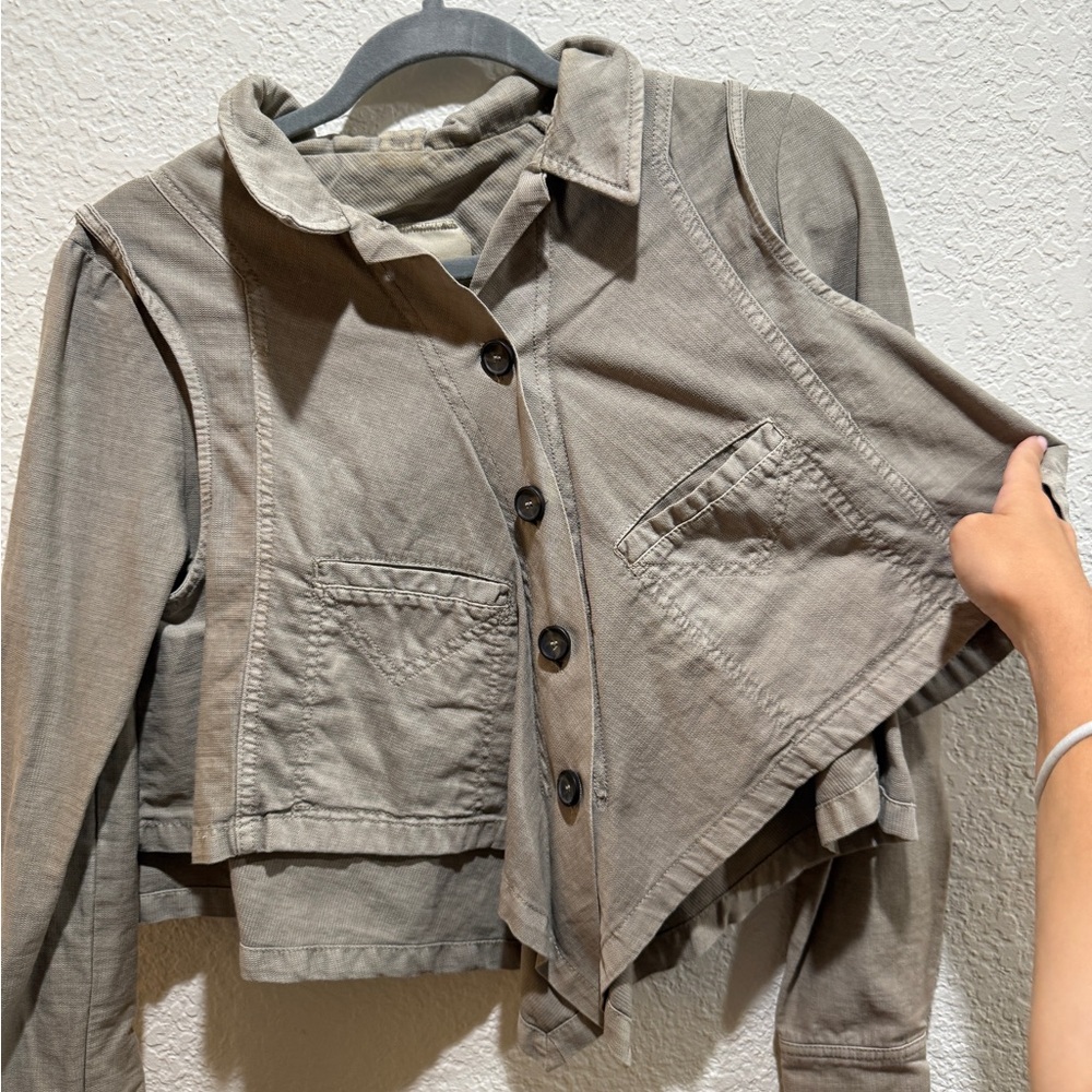 Anthropologie Gray Utility Jacket with Cropped Design